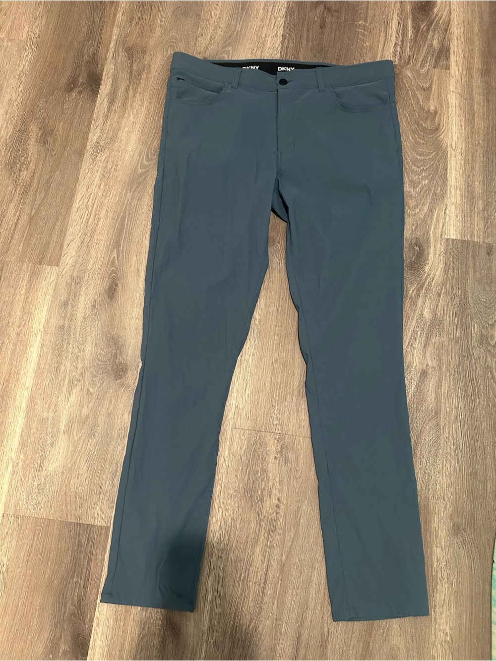 Mens blue-grey DKNY technical stretch pants 36 x 32